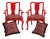 Mid Century Pair of Bespoke Chippendale/Queen Anne Style Armchair in Vibrant Red With Velvet Emma Shipley Upholstery For Sale