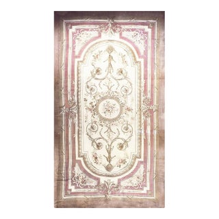 1850s Ivory Field Classical French Antique European Aubusson Oversized Rug For Sale