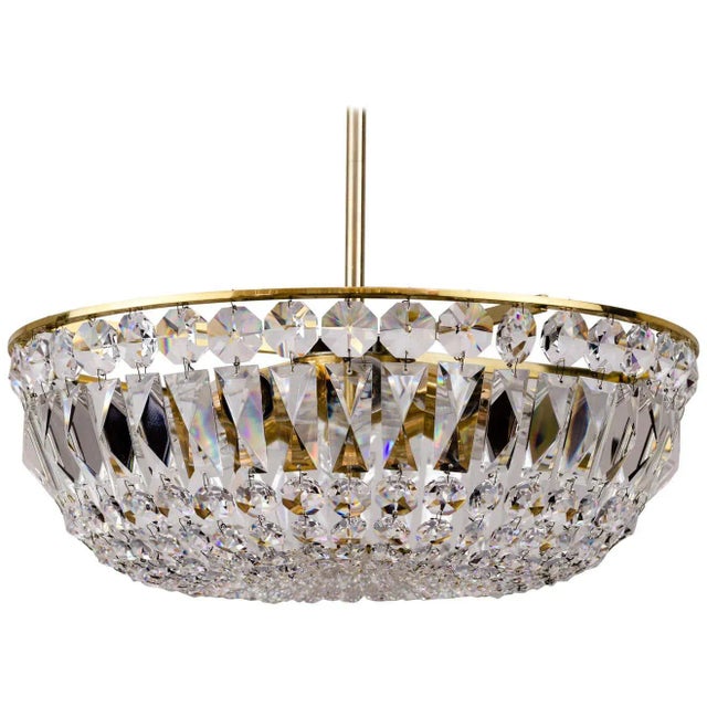 Austrian Brass & Crystal Chandelier, 1960s For Sale - Image 13 of 13