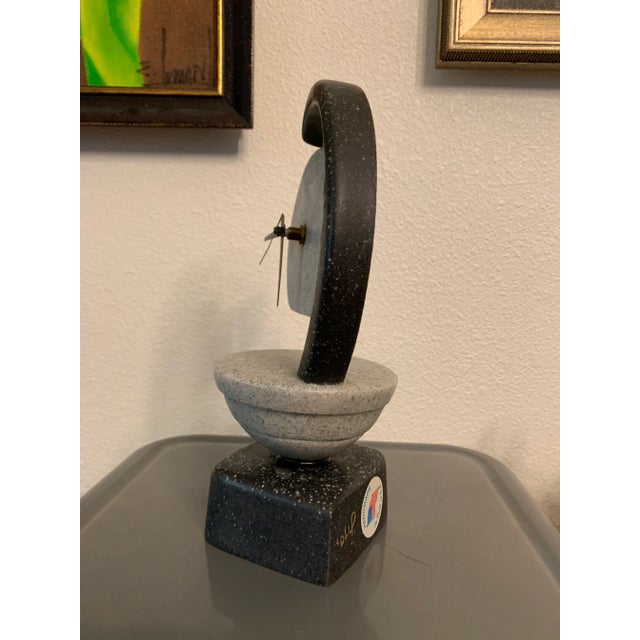 Vintage Postmodern Marble Like Stone Sculptural Clock For Sale - Image 4 of 10