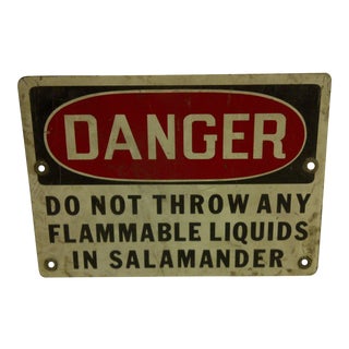 1930s Vintage Metal Danger Sign For Sale