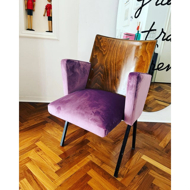 Brown Mid- Century Theatre Armchair, 1950s For Sale - Image 8 of 8