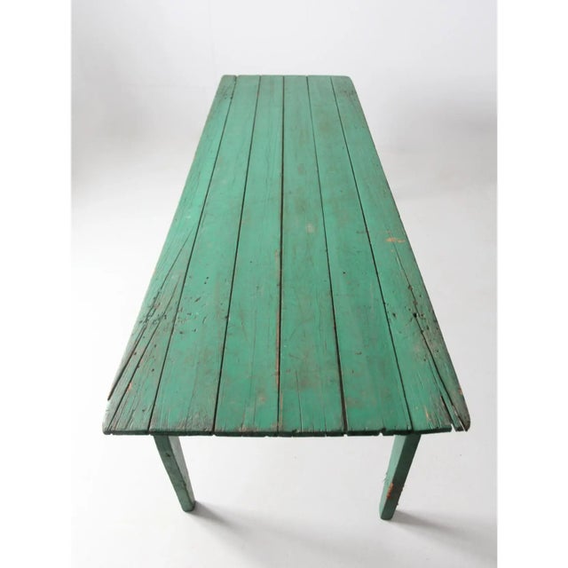 Antique Green Wooden Folding Table 8 Ft For Sale - Image 6 of 12