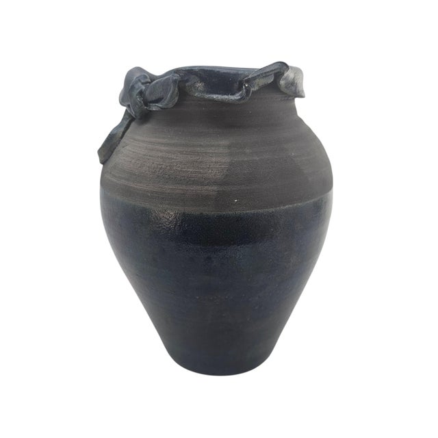 Sculptural Studio Pottery Vessel, Hand Thrown Stoneware With Organic Rim, 9" For Sale - Image 9 of 11