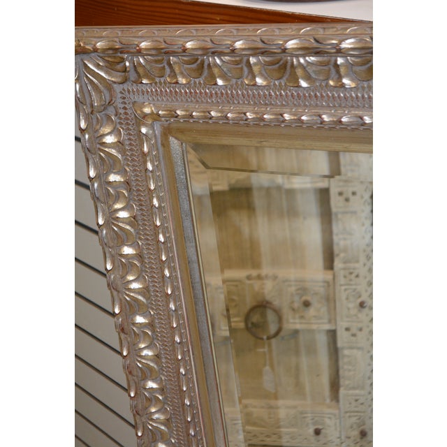 Ornate Plaster / Wood Silver W/ Gold Wash Rectangular Wall or Mantel Mirror For Sale - Image 4 of 18