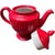 Red Vintage Hall Pottery Red Ribbed Tea Pot, Usa For Sale - Image 8 of 11