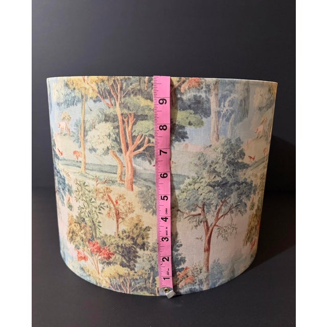 1990s Pair of English Country Scenic Toile Drum Lampshades For Sale - Image 9 of 9