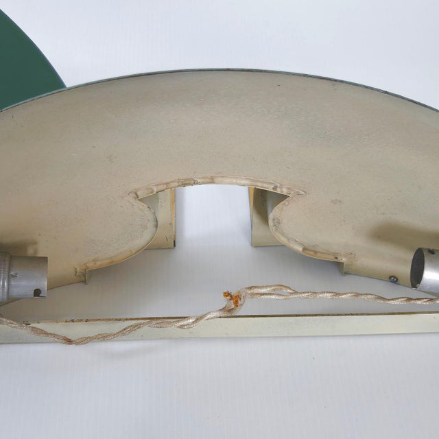 Blue Vintage Metal and Brass Wall Lights by Jean Perzel Jules Leleu, 1940s, Set of 2 For Sale - Image 8 of 9