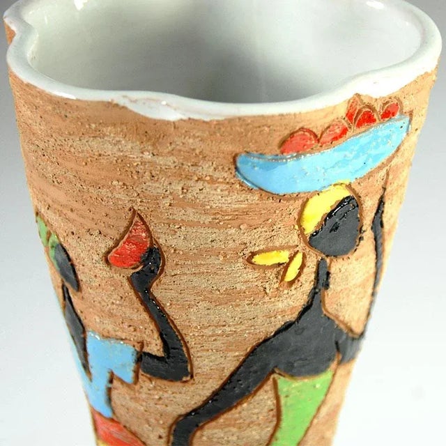 A very effective ceramic vase decorated with decoration made in sgraffito technique. The vase comes from Italy, from...
