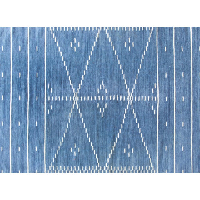 Blue Vintage Indian Kilim Rug For Sale - Image 8 of 15