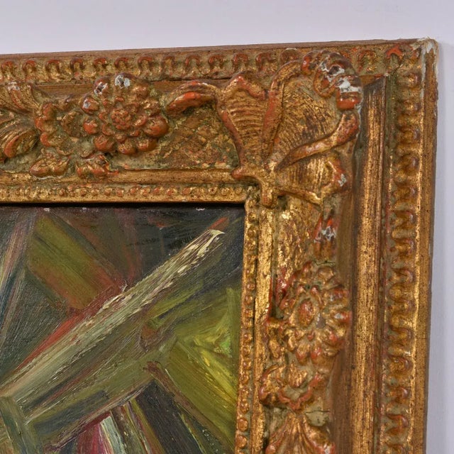 M Gargiulo 1959 Geometric Abstract Oil Painting in Ornate Vintage Gold Frame For Sale - Image 9 of 11