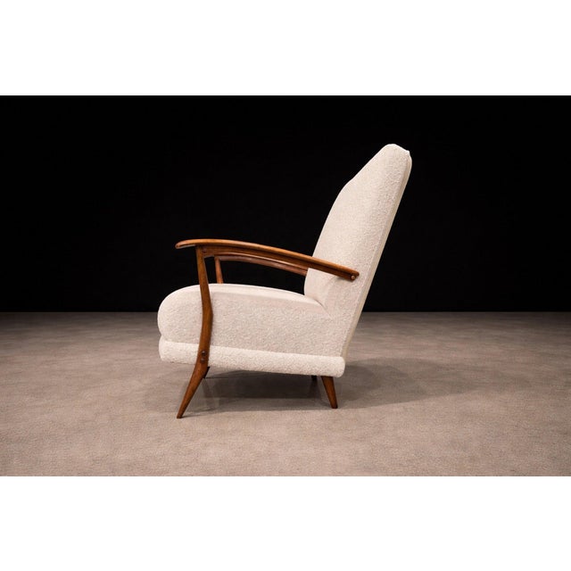 Armchair in Caviuna wood, Leather and Bouclé, Giuseppe Scapinelli, 1950s - Lot 210A For Sale - Image 9 of 12