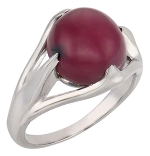 1930s Art Deco 6.10 Carat Cabochon Ruby Platinum Ring, Size 5