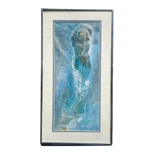 Vintage Helen E. Doerr Blue Abstract Mixed Media Original Painting