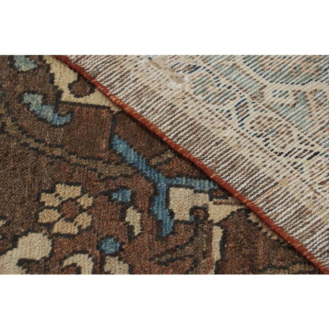 Textile Antique Mahal Persian Rug in Brown, With Beige and Blue Florals From Rug & Kilim For Sale - Image 7 of 7