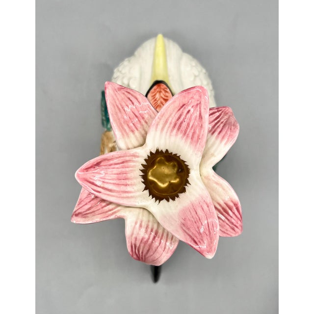 1996 Fitz & Floyd Crane & Lily Ceramic Candlestick Holder – Chinoiserie / Hollywood Regency For Sale - Image 9 of 12