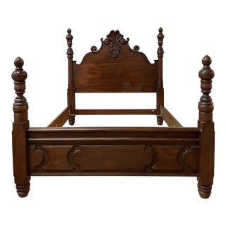 Queen Size Polo Ralph Lauren Mahogany Baroque Style Poster Bed For Sale