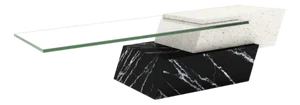 Lido Coffee Table in Black Marquina Marble and Natural Travertine by Joaquín Moll for Meddel