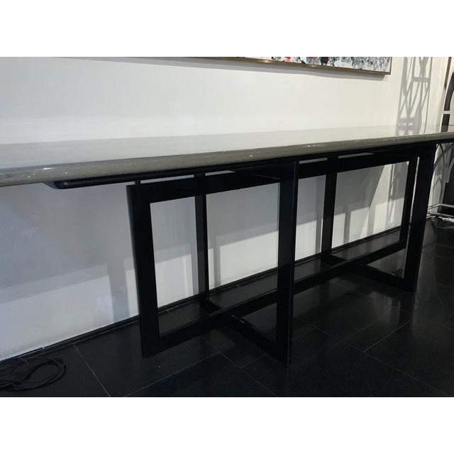 Console Table with Olive Green Marble Top, 1970 For Sale - Image 4 of 6