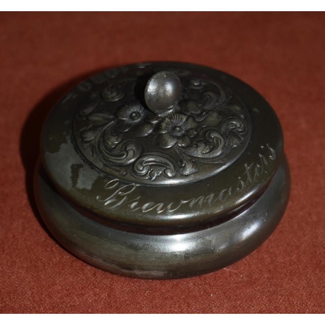Victor Silver Co Box Antique Silver Plate Collar Button Engraved Brewmasters For Sale - Image 9 of 16