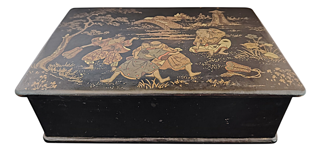 Napoleon III Japanese-Style Lacquered Letter Box | Chairish