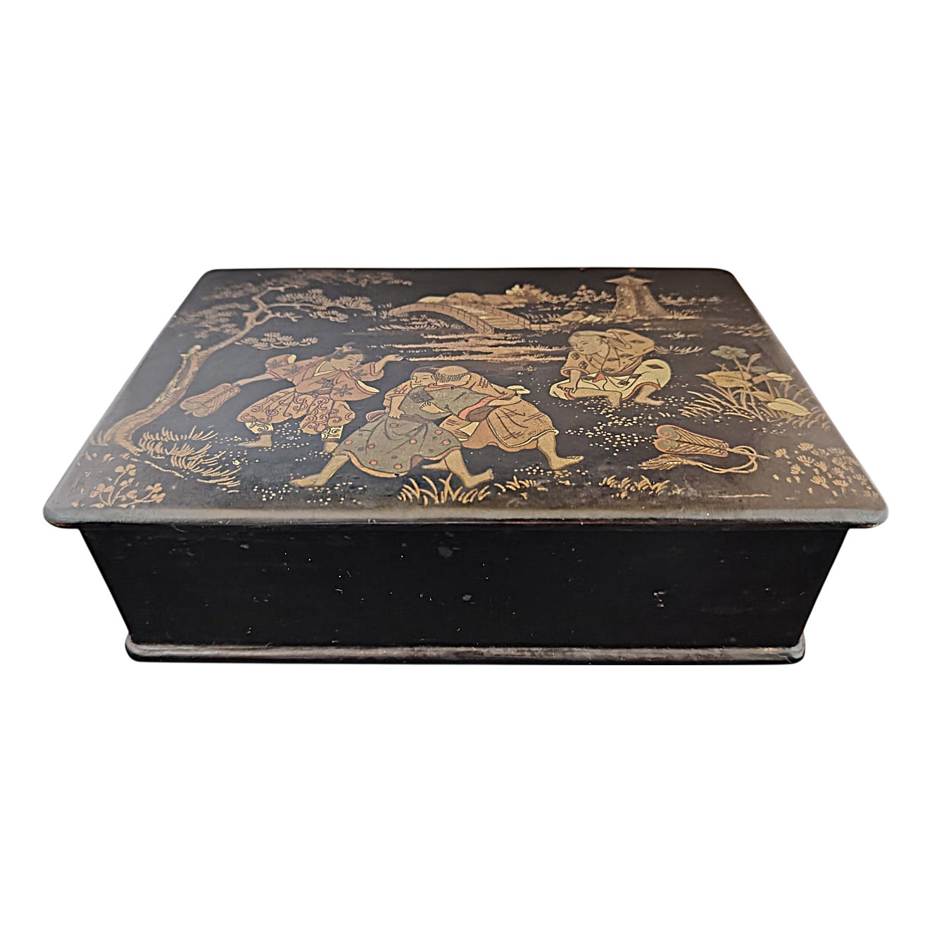 古えの墳墓　BOXトッパー 英語版　３枚セット Napoleon III Japanese-Style Lacquered Letter Box | Chairish