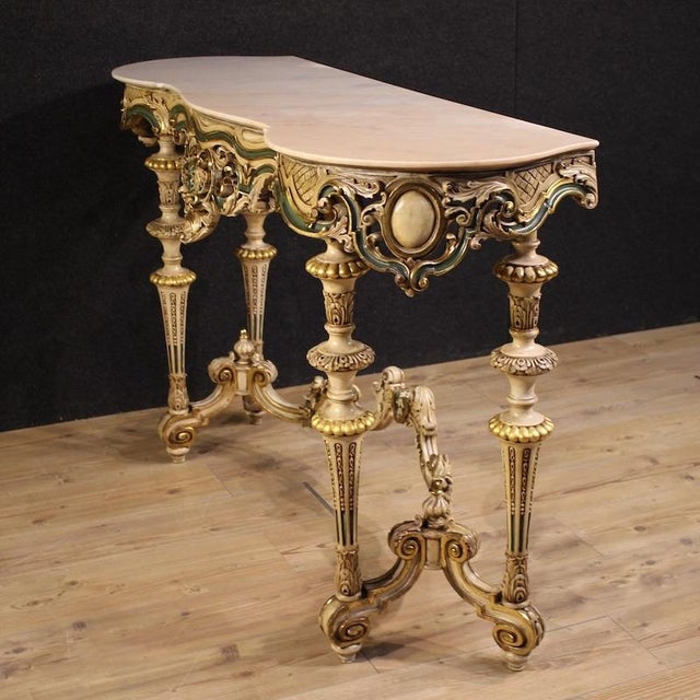 Italian Lacquered and Gilded Console, 1970s For Sale - Image 10 of 13