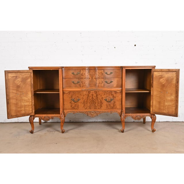 Romweber French Provincial Louis XV Burl Wood Sideboard or Bar Cabinet, Circa 1920s For Sale In South Bend - Image 6 of 12