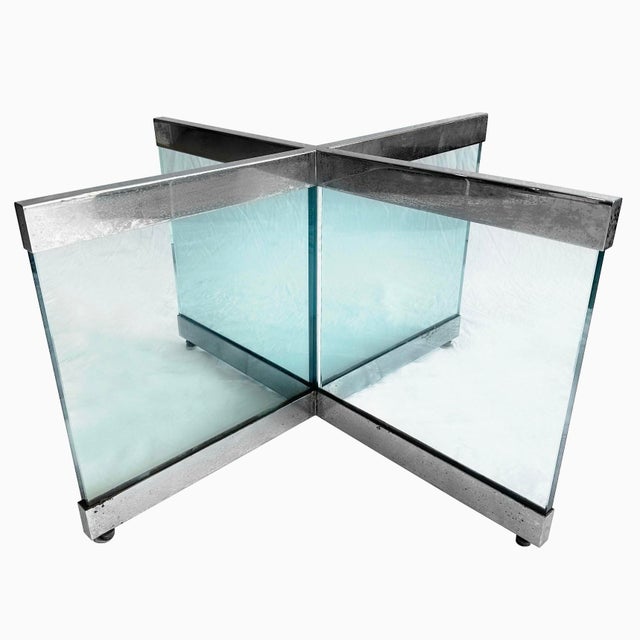 Steve Chase 1970s Steve Chase Vintage Crackled Glass Coffee Table For Sale - Image 4 of 5