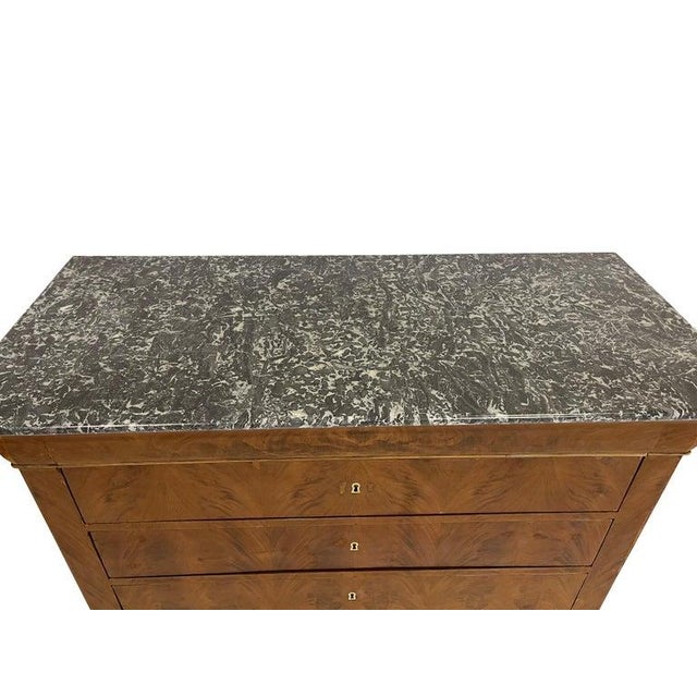 19th Century 19th Century Louis Philippe Bleached Burled Walnut & Grey Marble Top Commode For Sale - Image 5 of 13