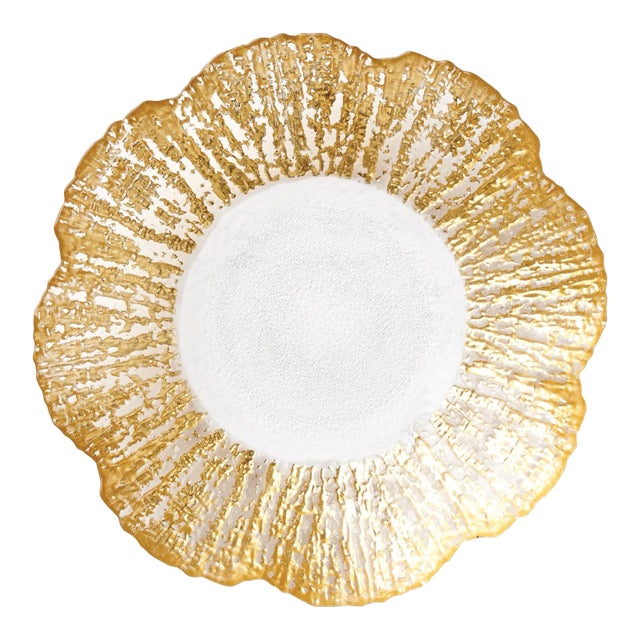 VIETRI Rufolo Glass Gold Small Shallow Bowl For Sale