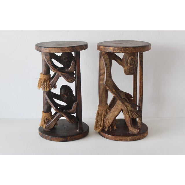 Vintage African Figural Carved Tables-a Pair For Sale - Image 12 of 18