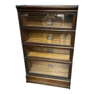 1930s Globe Wernicke Oak Barrister Bookcase For Sale