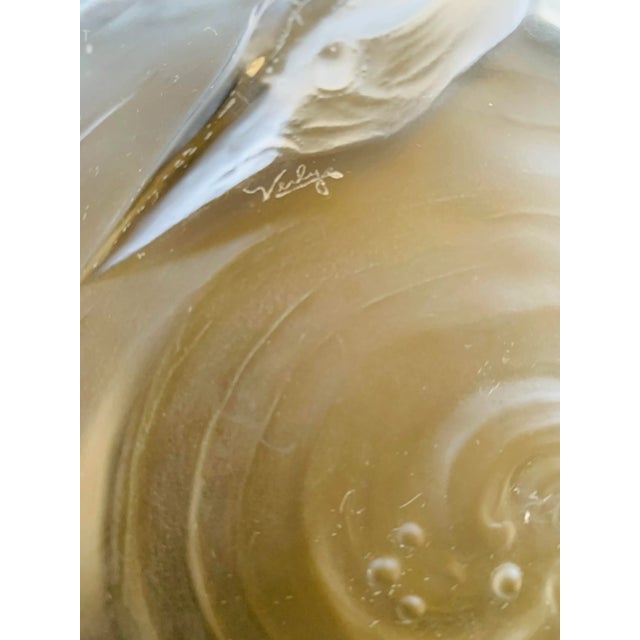 1930s 1930s Signed Verlys France "Birds & Koi" Art Glass Bowl For Sale - Image 5 of 11