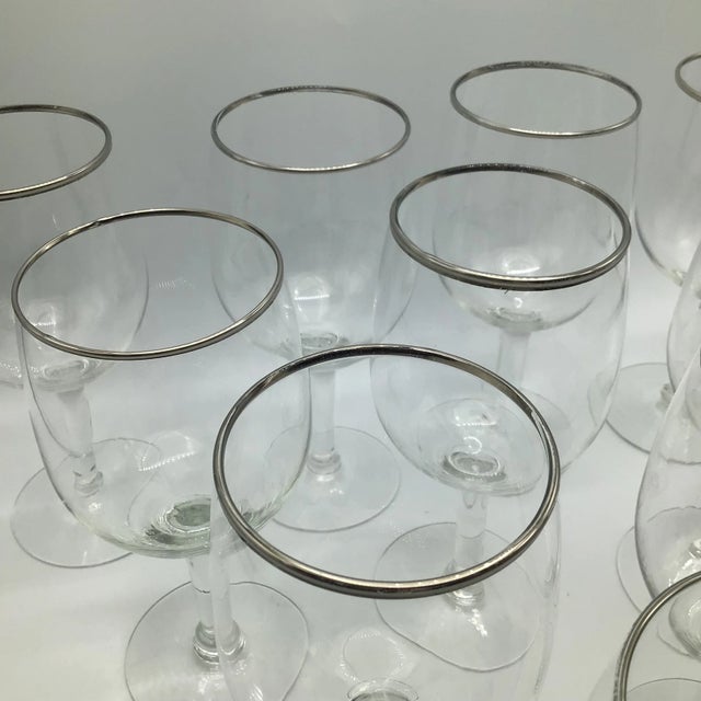 Platinum Rim Crystal Wine/Water Glasses-Set of 10 For Sale - Image 11 of 13