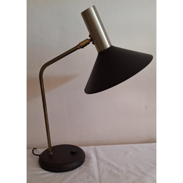 Adjustable German Desk Lamp with Dark Brown Metal Base and Shade from Pfäffle Leuchten, 1970s For Sale - Image 6 of 8