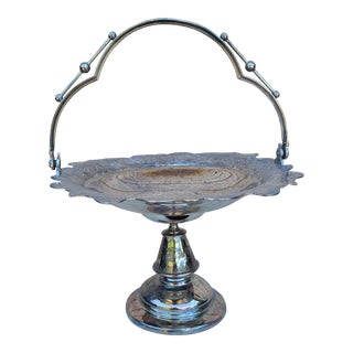 Vintage Silver Plated Pedestal Brides Basket For Sale