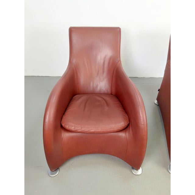 Brown Loge Lounge Chairs in Leather by Gerard van den Berg for Montis, 1990s, Set of 2 For Sale - Image 8 of 13