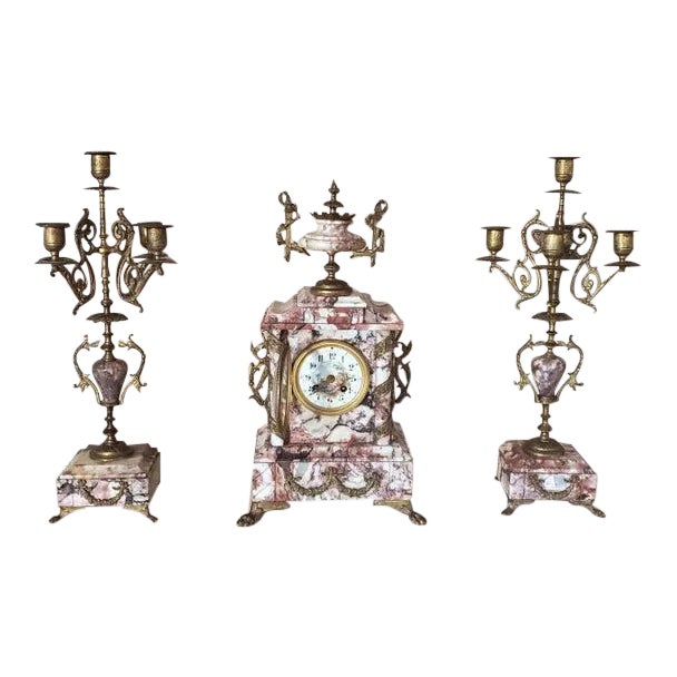 19th Century Parisian Mantel Set - 3 Pieces For Sale