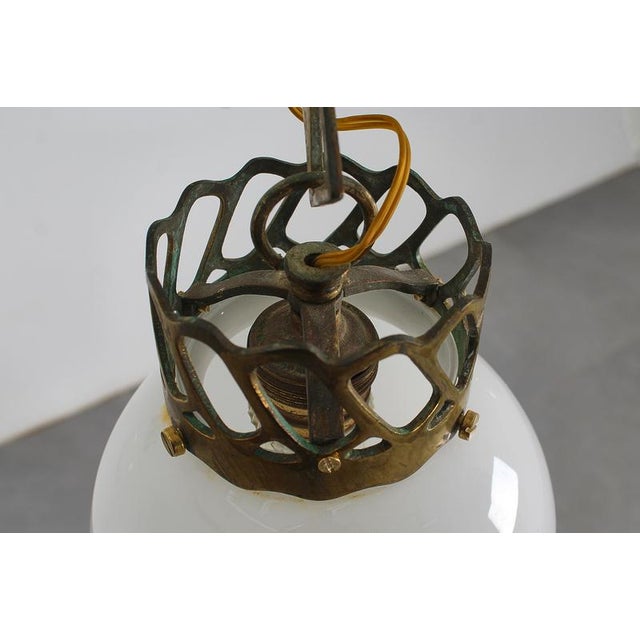 Art Nouveau Liberty Style Brass and Glass Chandelier Late Xix Sec Austria For Sale - Image 14 of 17