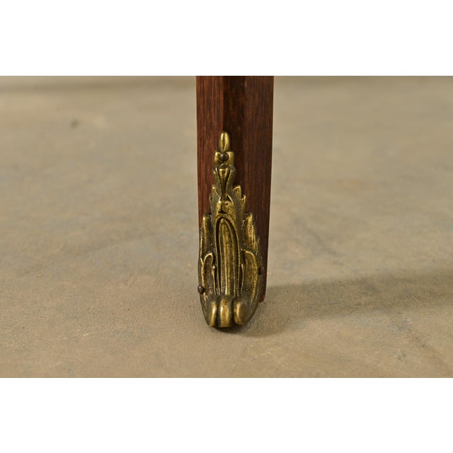 Baker Furniture French Regency Louis XVI Walnut and Brass Tea Table For Sale - Image 9 of 13
