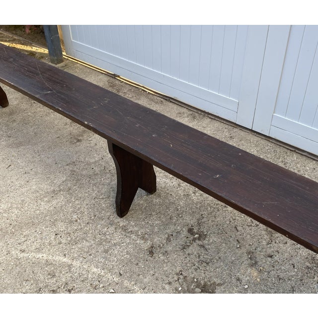 Brown Rustic Wood Farmhouse Bench, 1950s For Sale - Image 8 of 17
