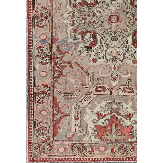 Antique Sevas Turkish Rug in Gray, Taupe, Blush, Rosewood Red and Charcoal For Sale - Image 4 of 6