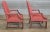 Wood Late 20th Century Pair of Baker Furniture Mahogany Open Arm Chairs Chippendale Style Red Moire Fabric For Sale - Image 7 of 11