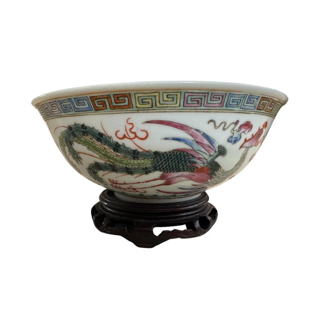 Late 19th Century Exceptionally Fine 'Famille Rose' and Iron-Red 'Dragon and Phoenix' Porcelain Bowl For Sale In San Francisco - Image 6 of 13