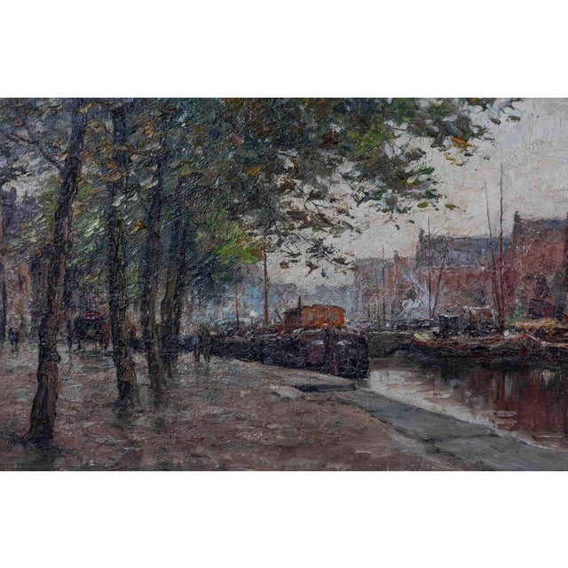 Traditional Early 20th Century The Peniches Along The Canal. Prosper De Wit (1860-1947). For Sale - Image 3 of 5