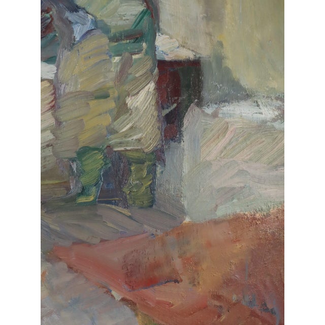 Mid-Century Modern 'Figure by the Window' Swedish Abstract Figurative Oil Painting, Framed For Sale - Image 11 of 12