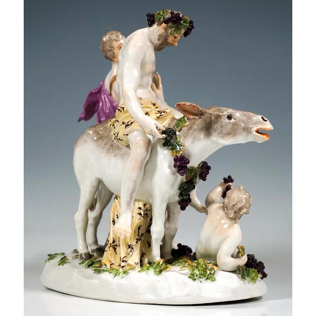 Rococo Drunken Silenus on Donkey Bacchant Group by F. E. Meyer for Meissen, 1770s For Sale - Image 3 of 9
