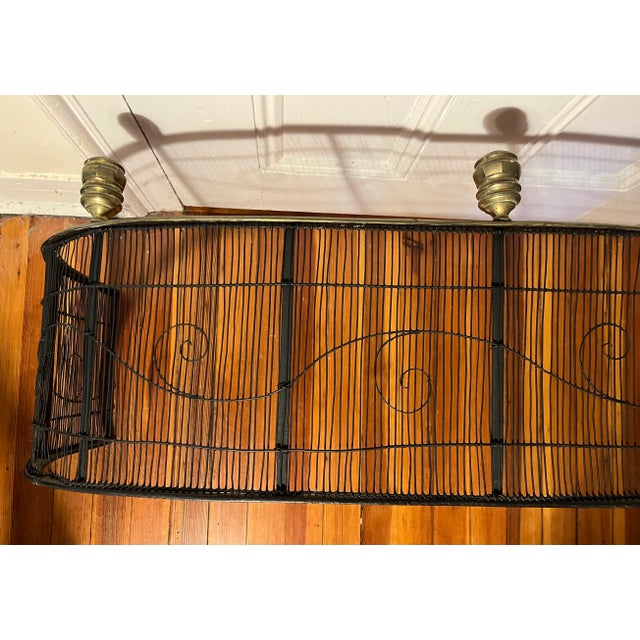 Antique 19th Century American Federal Brass & Iron Fireplace Fender With Urn Finials For Sale - Image 9 of 12