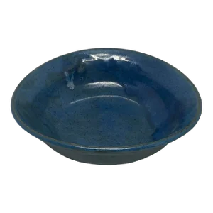 Late 20th Century Contemporary Ceramic Pottery Oblong Blue Black Bowl
